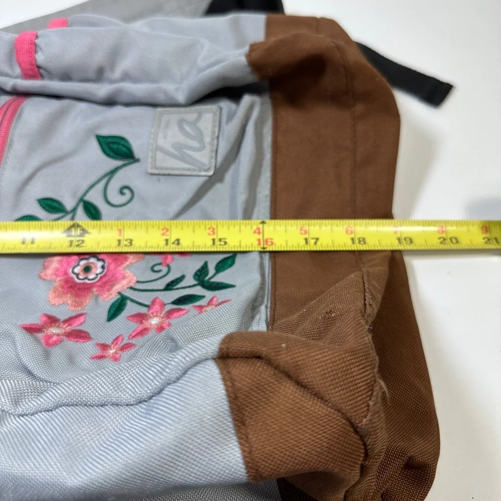 Hanna Andersson Embroidered Owl Flowers Full Size Backpack Gray Pink - Picture 12 of 12